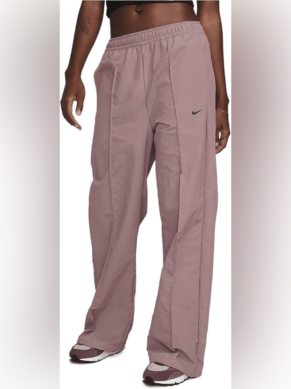 Nike Sportswear Everything Wovens Women's Mid-Rise Open-Hem Pants Mauve size M
